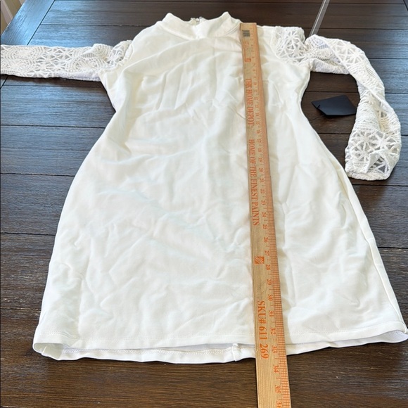 Lulus Lace Up Your Sleeve White Lace Long Sleeve Bodycon Dress Medium - Picture 6 of 12